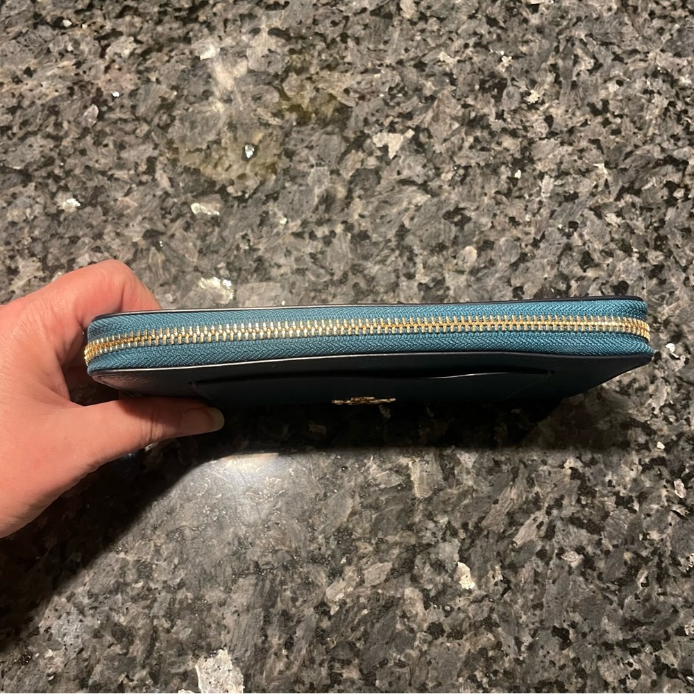 Coach Teal Blue Leather Long Wallet No callouts Like New - Picture 4 of 14